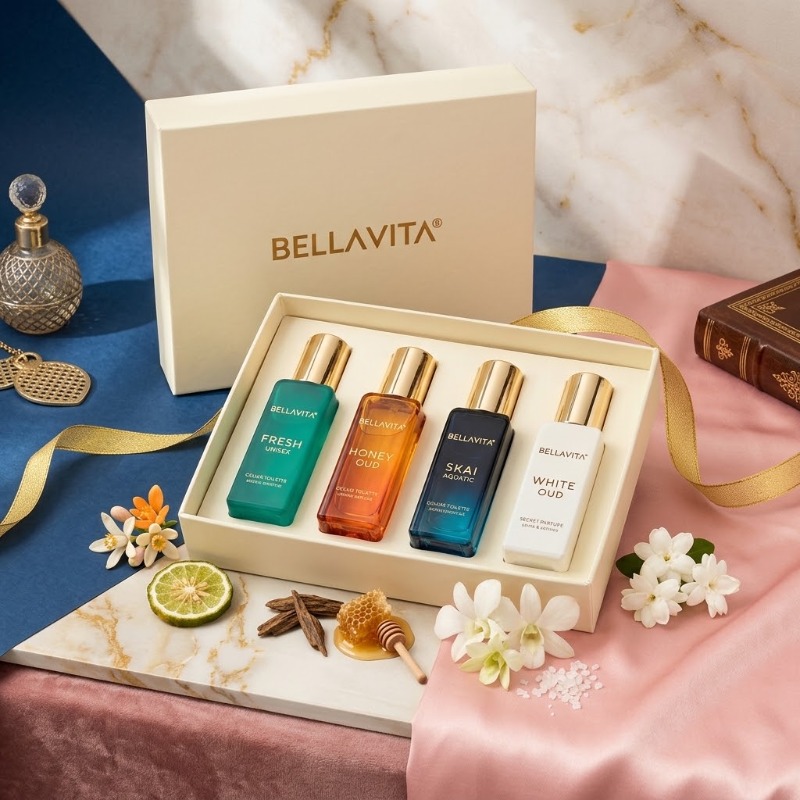 The Collection Perfume Fragrance - 20ml入り×4個のユニセックス香水ギフトセット。持続性の高い、高級感あふれるフレグランスコレクション。ウッディ、オリエンタル、フローラルの香りのミニ香水セット。