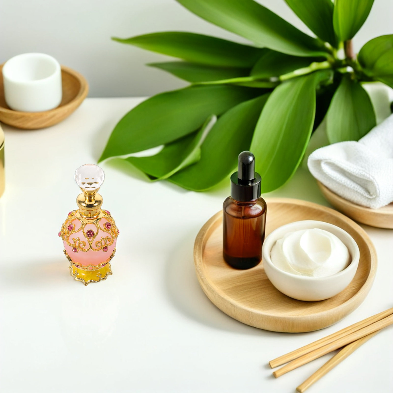 15mlのクリスタルラインストーン装飾ガラス製香水ボトル。携 - Perfume Fragrance Oil のレビューと価格